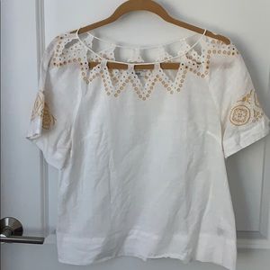 Madewell Linen Embroidered Blouse